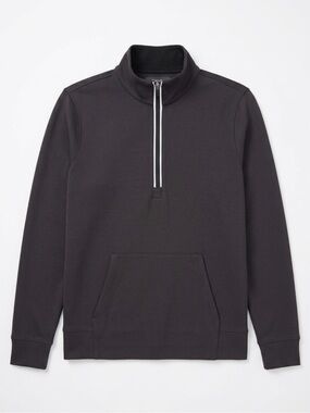 Belyn Key Men’s Half-Zip Pullover Sweater in Charcoal with White Zip